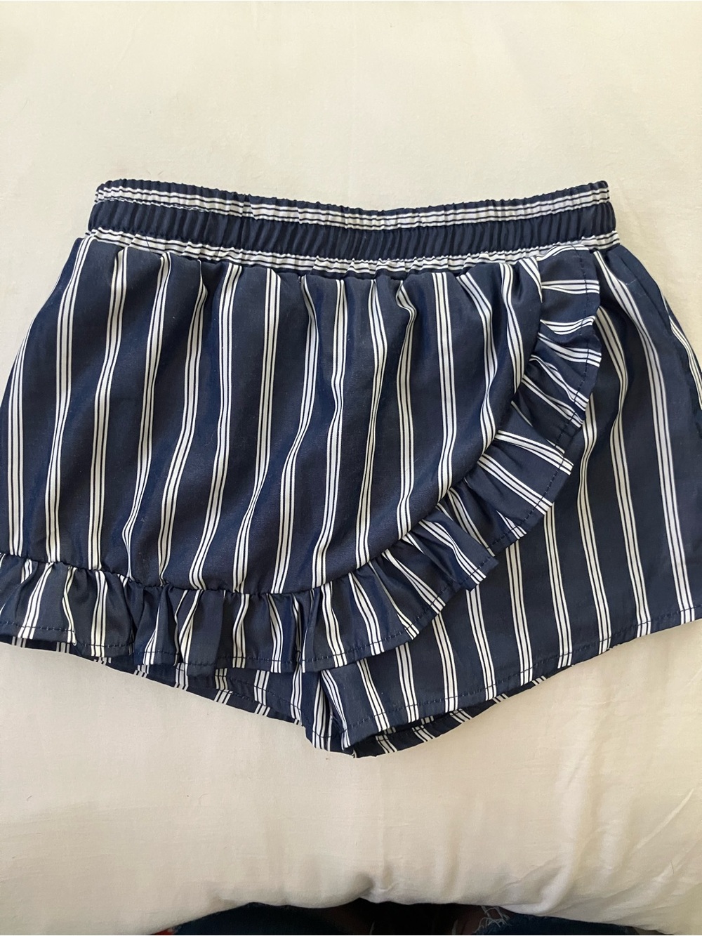 Habitual Navy and White Striped Girls Ruffle Skort